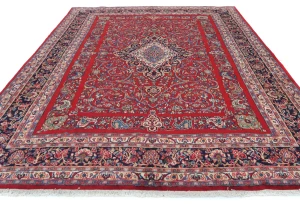 Vintage Red Floral Traditional 9X12 Hamedan Persian Rug