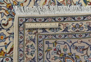 Vintage Cream Traditional 9X12 Kashan Persian Rug