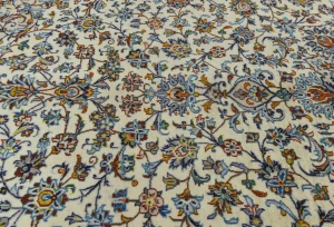 Vintage Cream Traditional 9X12 Kashan Persian Rug