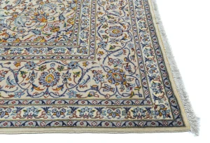 Vintage Cream Traditional 9X12 Kashan Persian Rug