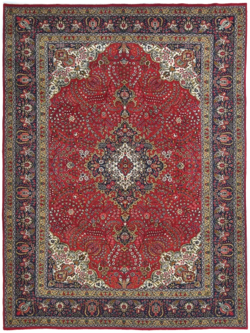 Vintage Red Floral Traditional 8X11 Tabriz Persian Rug