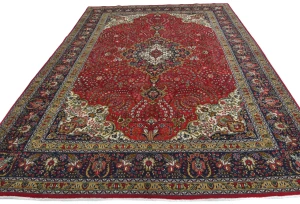 Vintage Red Floral Traditional 8X11 Tabriz Persian Rug