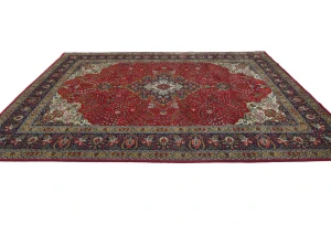 Vintage Red Floral Traditional 8X11 Tabriz Persian Rug
