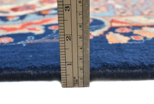 Vintage Dark Navy Floral 10X13 Kashmar Persian Rug