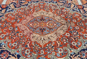 Vintage Dark Navy Floral 10X13 Kashmar Persian Rug