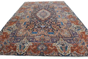 Vintage Purple-navy Pictorial 10X13 Kashmar Persian Rug