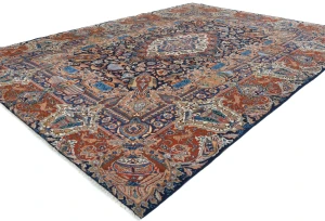 Vintage Purple-navy Pictorial 10X13 Kashmar Persian Rug