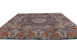 Vintage Purple-navy Pictorial 10X13 Kashmar Persian Rug