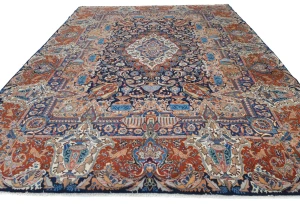 Vintage Purple-navy Pictorial 10X13 Kashmar Persian Rug