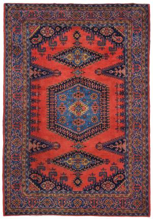 Vintage Orange-red Tribal Geometric 8X11 Viss Persian Rug