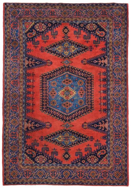 Vintage Orange-red Tribal Geometric 8X11 Viss Persian Rug