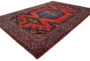 Vintage Orange-red Tribal Geometric 8X11 Viss Persian Rug