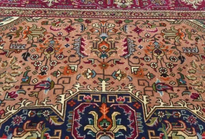 Vintage Rusty Beige Floral Traditional 10X13 Tabriz Persian Rug