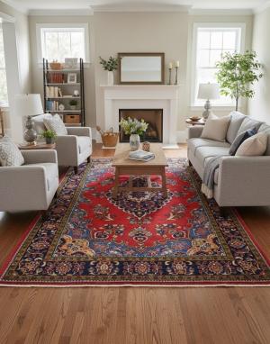 Vintage Red Traditional Floral 7X10 Viss Persian Rug