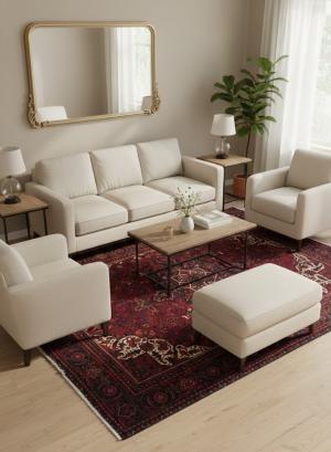 6'10 x 9'8 Hand Knotted Heriz Floral Persian Wool Rug