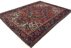 Vintage Red Floral 7X9 Heriz Persian Rug