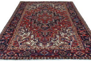 Vintage Red Floral 7X9 Heriz Persian Rug