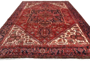 Vintage Red Geometric Traditional 9X11 Heriz Persian Rug