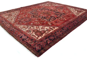 Vintage Red Geometric Traditional 9X11 Heriz Persian Rug