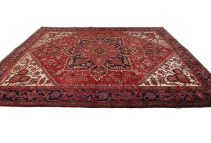 Vintage Red Geometric Traditional 9X11 Heriz Persian Rug