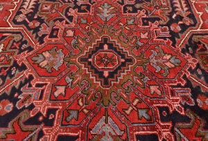 Vintage Red Geometric Traditional 9X11 Heriz Persian Rug