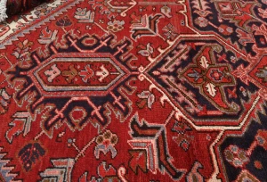 Vintage Red Geometric Traditional 9X11 Heriz Persian Rug