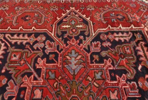 Vintage Red Geometric Traditional 9X11 Heriz Persian Rug