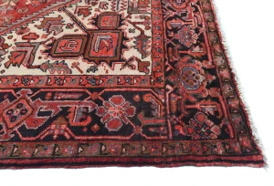 Vintage Red Geometric Traditional 9X11 Heriz Persian Rug
