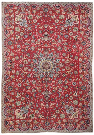 Vintage Red Traditional 10X13 Kashan Persian Rug
