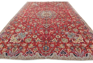 Vintage Red Traditional 10X13 Kashan Persian Rug