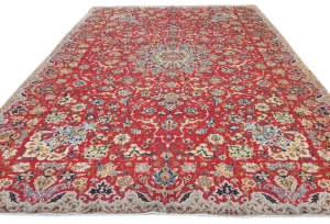 Vintage Red Traditional 10X13 Kashan Persian Rug
