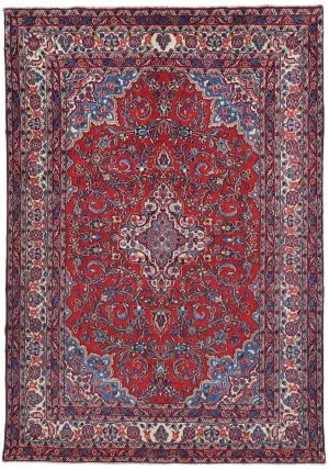 Vintage Red Floral Traditional 7X10 Hamedan Persian Rug