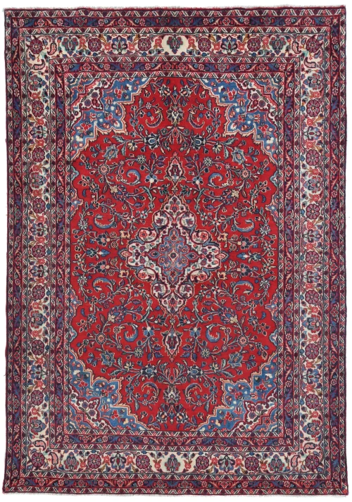 Vintage Red Floral Traditional 7X10 Hamedan Persian Rug