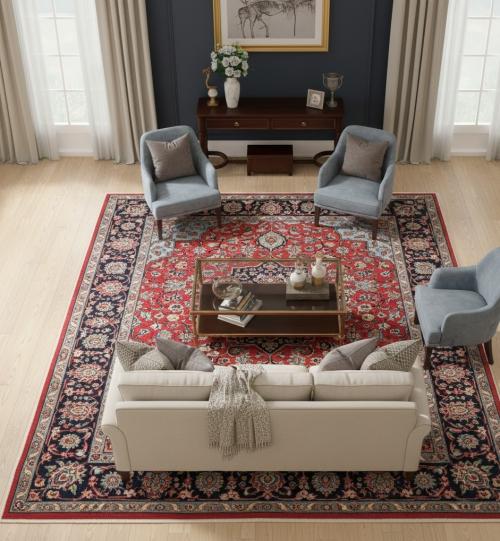 Vintage Red Floral Traditional 7X10 Hamedan Persian Rug