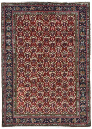 Vintage Red Floral Traditional 6X9 Tabriz Persian Rug