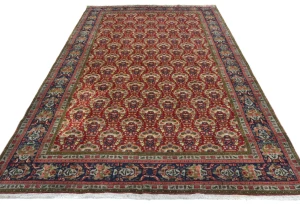 Vintage Red Floral Traditional 6X9 Tabriz Persian Rug