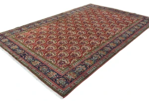 Vintage Red Floral Traditional 6X9 Tabriz Persian Rug