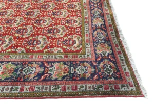 Vintage Red Floral Traditional 6X9 Tabriz Persian Rug