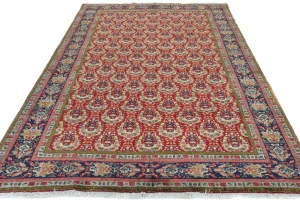 Vintage Red Floral Traditional 6X9 Tabriz Persian Rug
