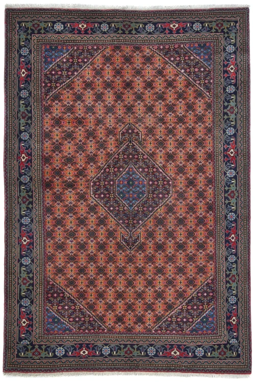 Vintage Orange Traditional Geometric 6'5X9'5 Ardabil Persian Rug
