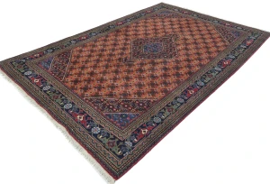 Vintage Orange Traditional Geometric 6'5X9'5 Ardabil Persian Rug