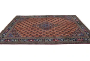 Vintage Orange Traditional Geometric 6'5X9'5 Ardabil Persian Rug