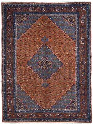 Vintage Orange Traditional 6'7X9'4 Tabriz Persian Rug