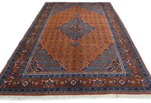 Vintage Orange Traditional 6'7X9'4 Tabriz Persian Rug