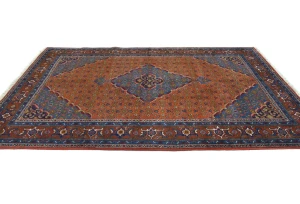 Vintage Orange Traditional 6'7X9'4 Tabriz Persian Rug