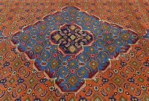 Vintage Orange Traditional 6'7X9'4 Tabriz Persian Rug