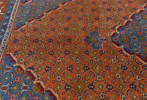 Vintage Orange Traditional 6'7X9'4 Tabriz Persian Rug