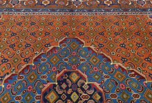 Vintage Orange Traditional 6'7X9'4 Tabriz Persian Rug