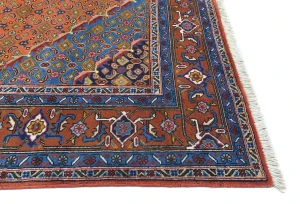 Vintage Orange Traditional 6'7X9'4 Tabriz Persian Rug