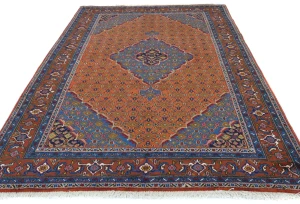 Vintage Orange Traditional 6'7X9'4 Tabriz Persian Rug